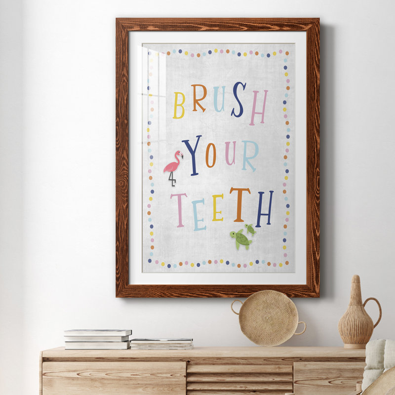 Brossez-vous les dents - Imprimé, Papier avec cadre brun, H 44 po x l 31 po x P 1 po