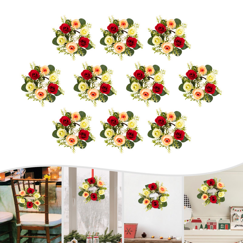Arrangement de panier suspendu en sapin, Jaune/rouge