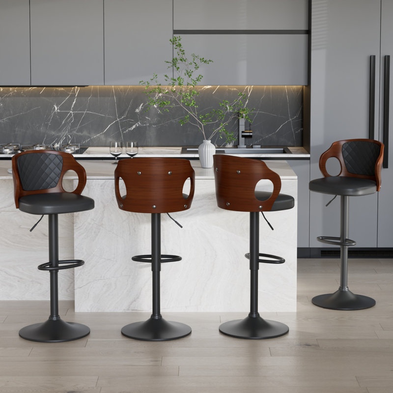 Ensemble de 4 tabourets de bar pivotants Ferriera, Noir
