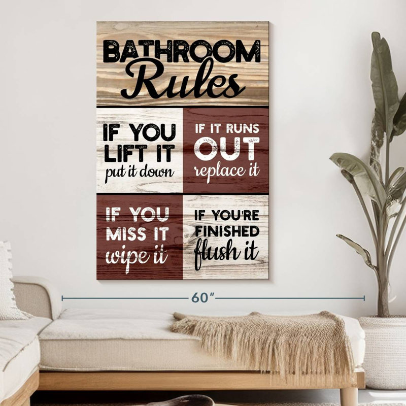 Toilette Commandements, impression sur toile, H 51 po x l 34 po x P 1,25 po