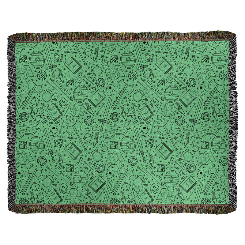 Couverture en coton tissé Katelyn Elizabeth, l 37 po x L 52 po, Vert / Noir