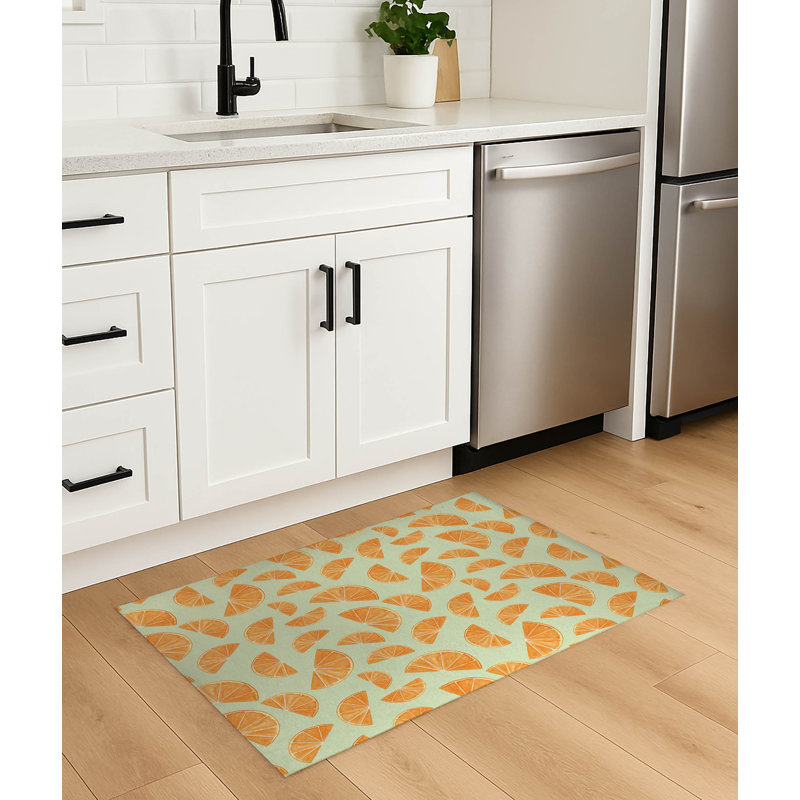 Tapis de cuisine antidérapant Summer Oranges, Limette, Rectangulaire 2 pi x 3 pi