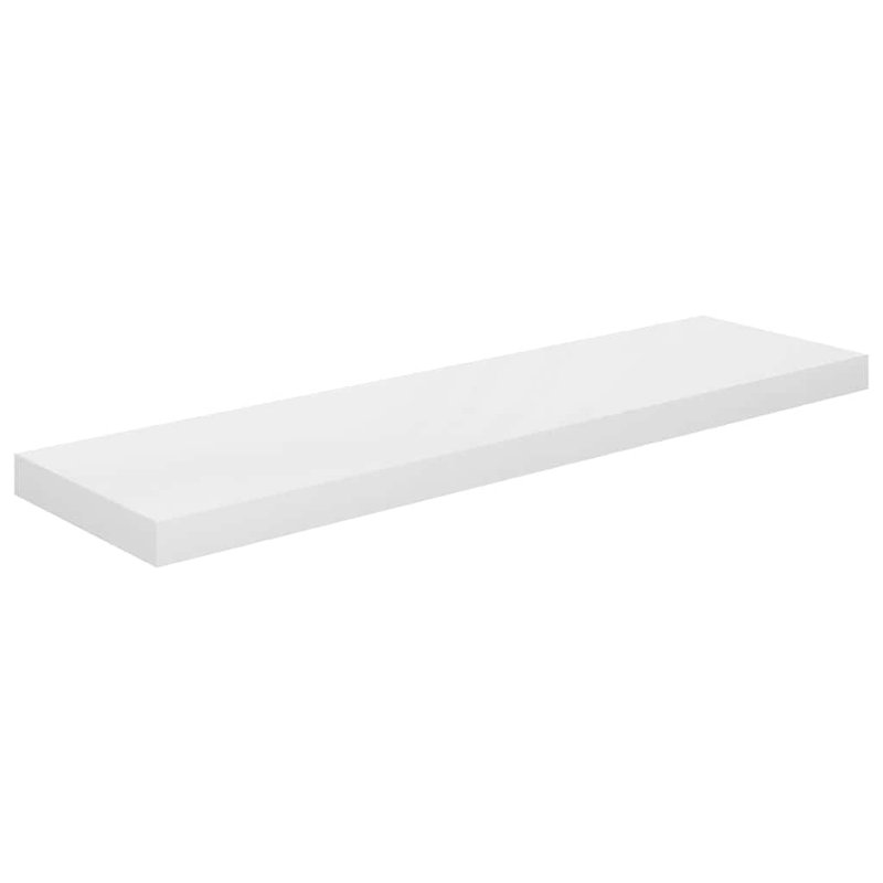 Wall Shelf Floating Shelf Wall Mounted Display Shelf for Photo Frame, High Gloss White, 1.5" H x 35.4" W x 9.3" D