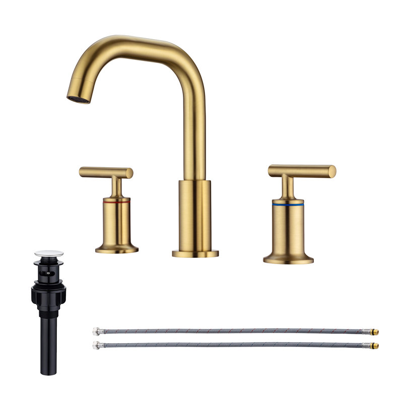 Widespread 2-handle Bathroom Faucet, Brushed Gold