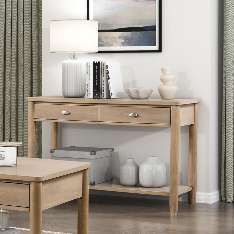 Classic Sofa Table with Two Drawer and Open Shelf