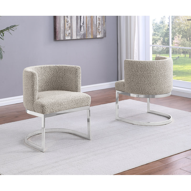 Chaise d'appoint simple avec base traîneau, Gris, Argent