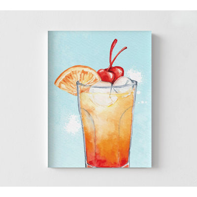 «Cocktail 4» par Kimberly Allen, art mural cocktail fruité, décoration de bar de bureau coloré, décoration murale de bar bord de mer, boisson orange, affiche