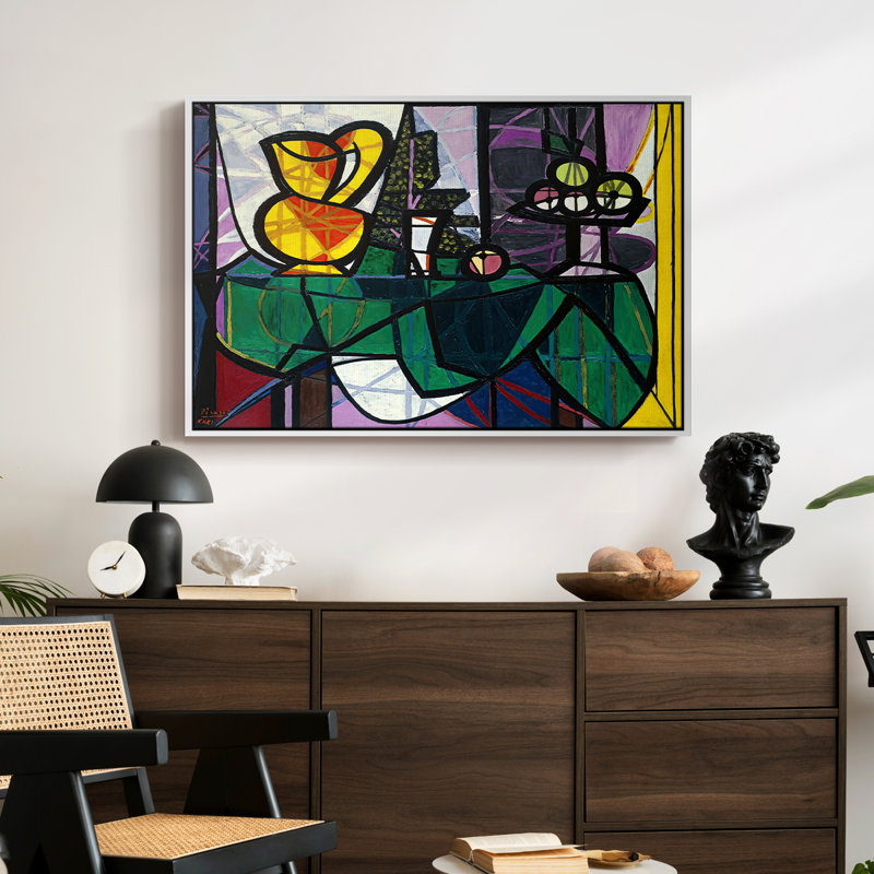 Pichet et bol de fruits, 1931 - Pablo Picasso, toile tendue avec châssis, 24 po x 36 po, Blanc