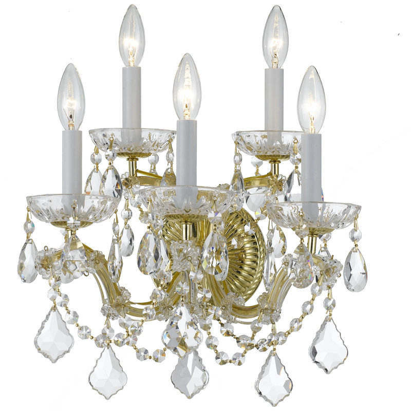 Weekes 5 - Light Candle Wall Light, Gold, Majestic Wood Polished