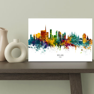 Paysage urbain coloré de Milan, art mural abstrait contemporain