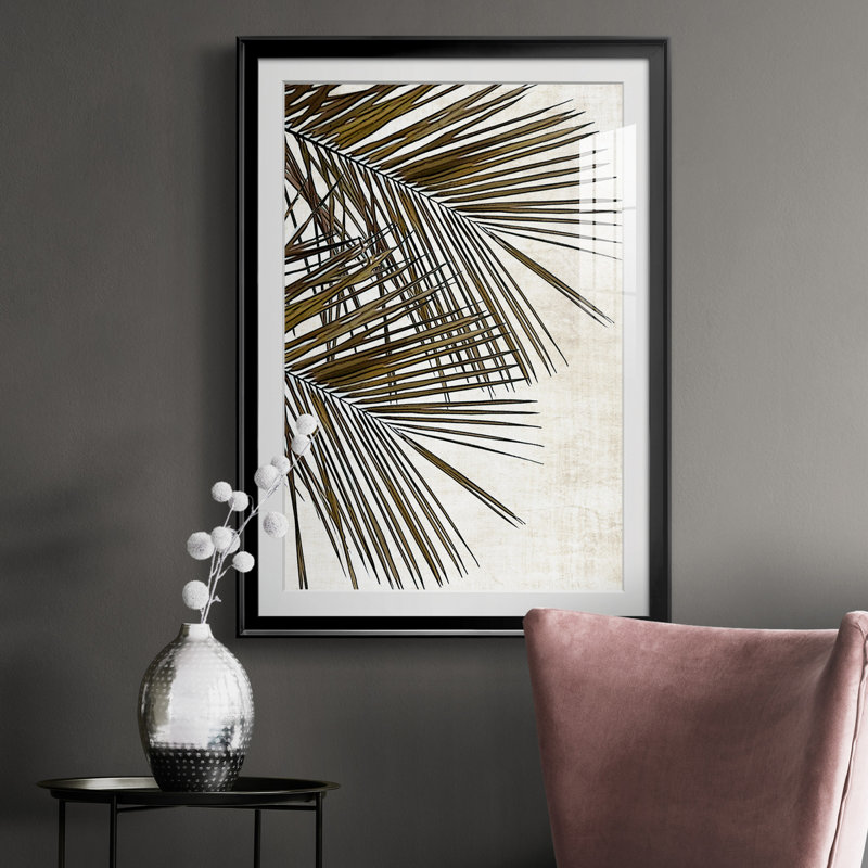Palmier I - peinture encadrée, H 30,5 po x l 42,5 po x P 1,5 po, Noir