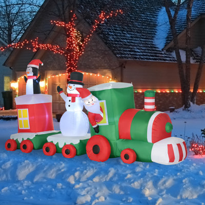 131" W LED Lighted Santa and Friends Train Inflatable