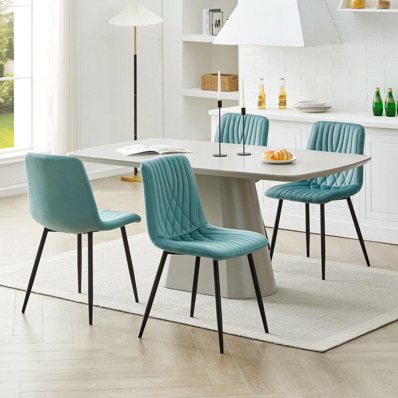 50cm H Velvet Upholstered Metal Side Chair, Green