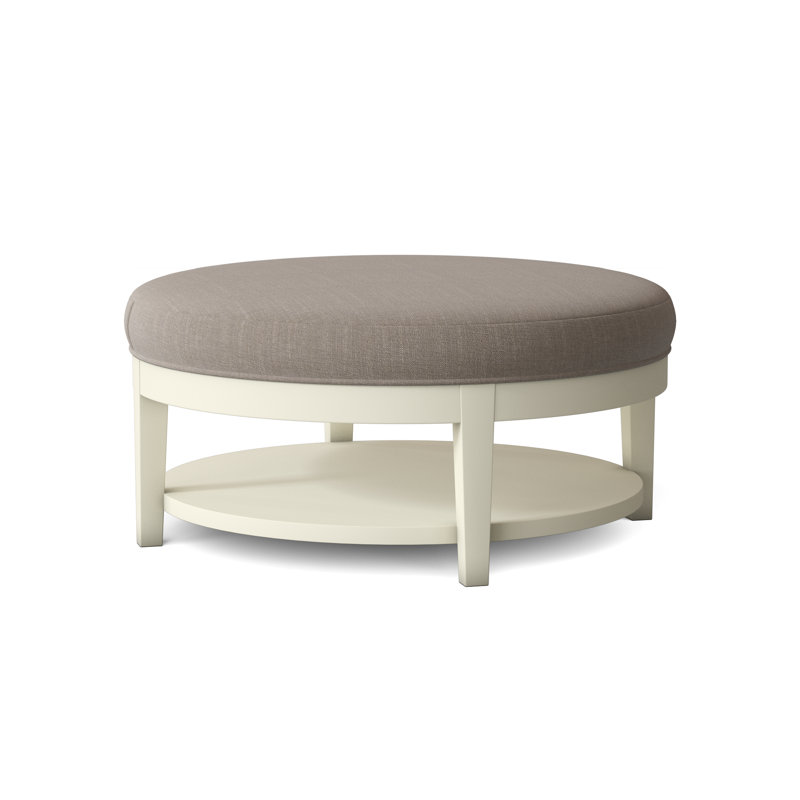 Midtown Upholstered Ottoman, Stone Crypton Performance; 0884-83, Frost White Finish