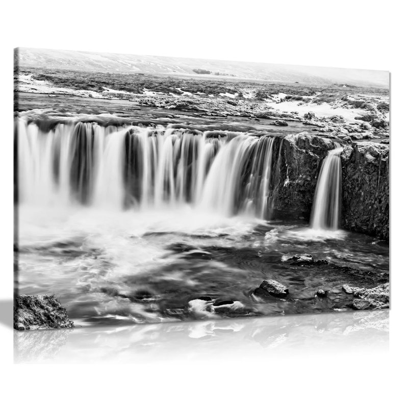 Waterfall Winter - Wrapped Canvas Print, 20cm H x 31cm W