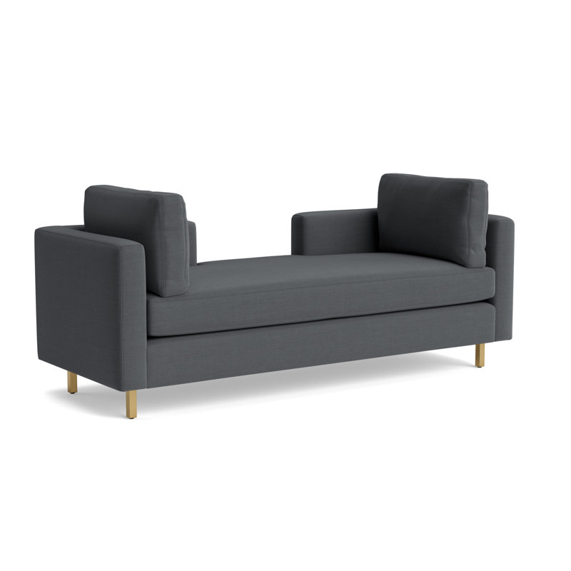 Hunter Bench, Performance Linen - Charcoal, Brushed Brass