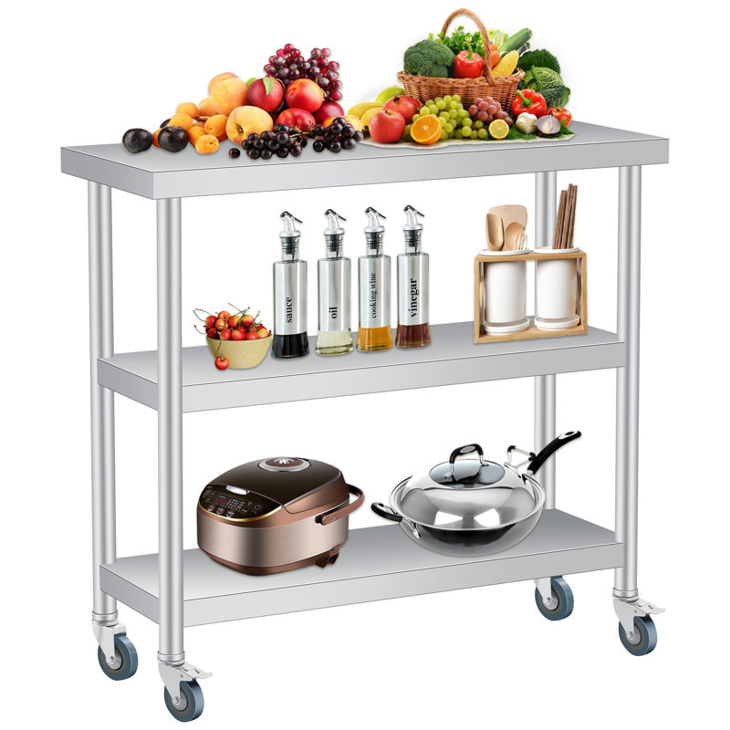 Metal Kitchen Island, 86cm H x 91cm W x 35.6cm D