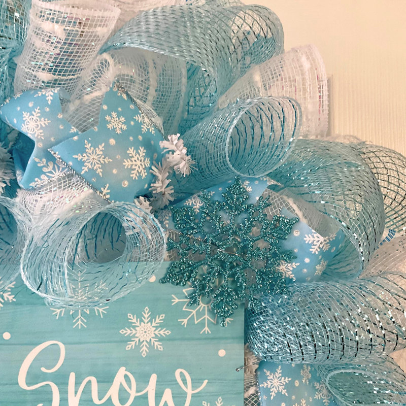 Couronne d'hiver avec flocon de neige Let It Snow, 24 pouces