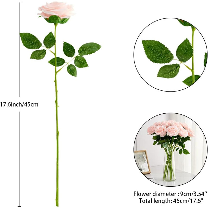 Rose artificiel 10 pièces Bouquet de fleurs ouvertes Faux roses pour arrangement de mariage, Rose
