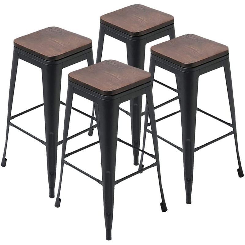 Hartung Counter Stool with Metal Frame, Bar Stool (30" Seat Height), Black
