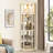 Lighted Cabinet For Living Room, Antique White, Glass Doors, Spacious Interior Design Corner Curio Cabinet, White Finish, Construction,-2128344383
