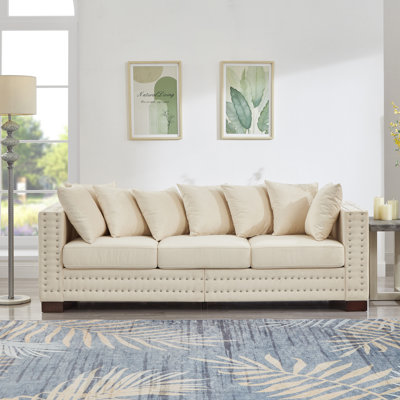 Uphlostered Sofa With Nailheads