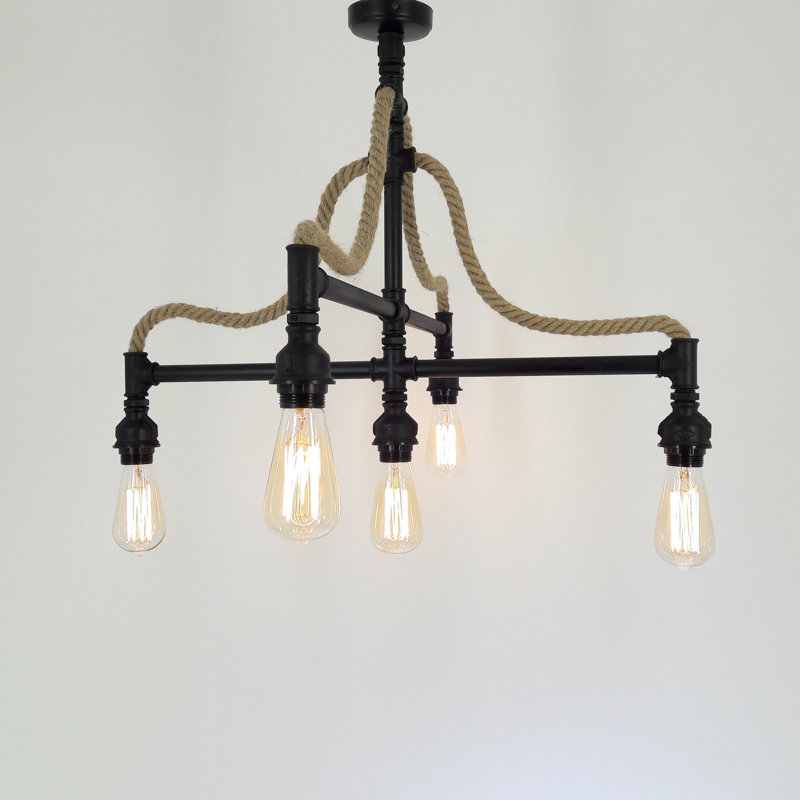 Lustre unique à 5 lumières Mahnoor, Noir
