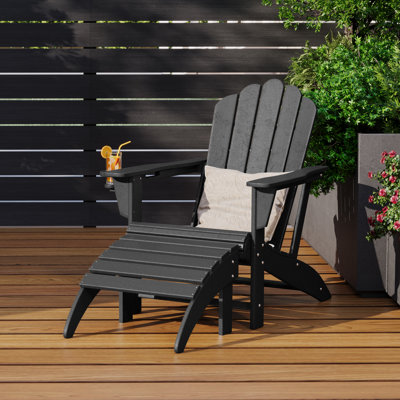 Outdoor Poly Adirondack Chair With Ottoman