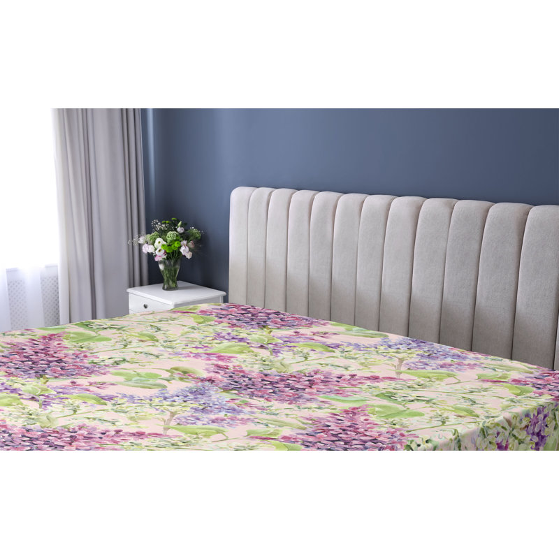 Drap-housse Ambesonne, Drap-housse pour lit simple TG, Vert pistache, rose pâle / floral 2