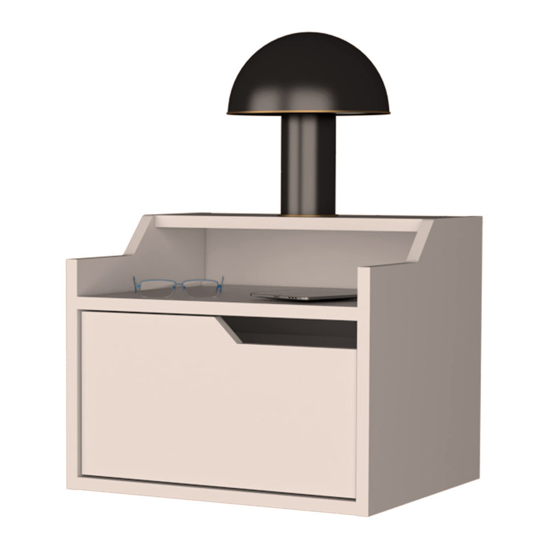 Dual-Shelf Display Floating Nightstand, White
