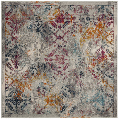 Christa Abstract Light Gray/Fuchsia Area Rug