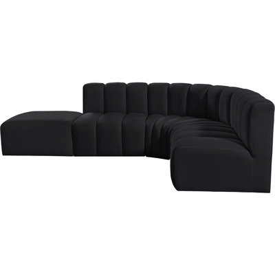 Isleen Upholstered Curved Sectional with Ottoman Reversible