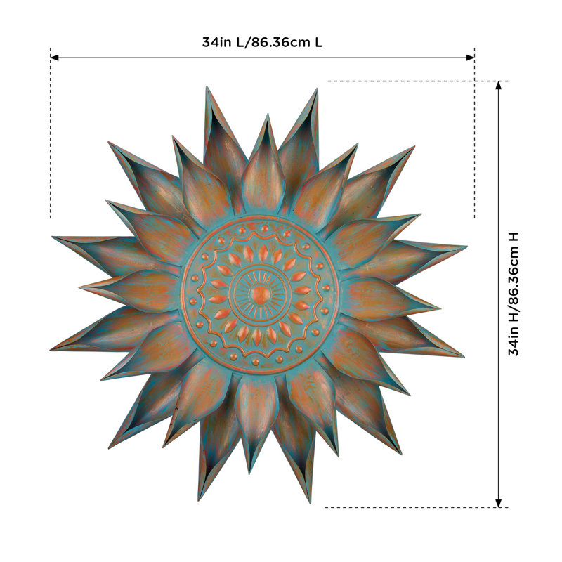 34-Inch Bronze and Patina Metal Floral Wall Art