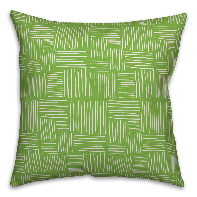 Abstract Outdoor Throw Pillow, Polyester/Polyfill, 20" x 20", White/Green
