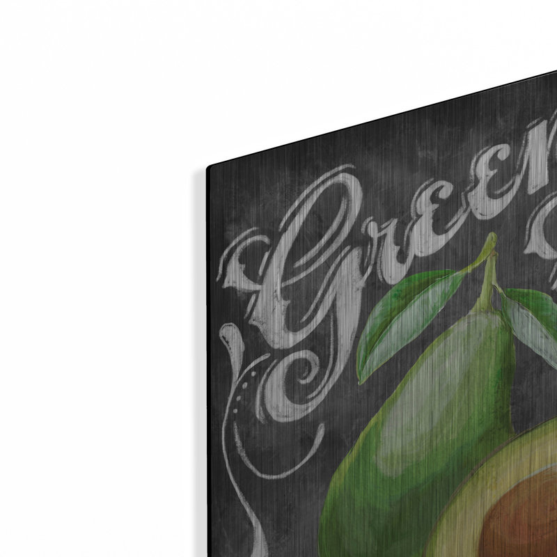 Art mural en métal luxueux «Chalkboard Avocado» par Art Licensing Studio, 24 po x 24 po