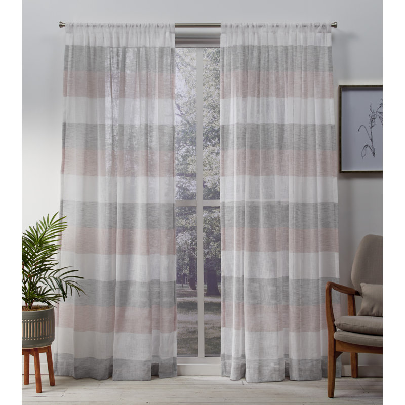 Erkin Polyester Semi-Sheer Sliding Panel Pair, 54"W x 108"L, Blush