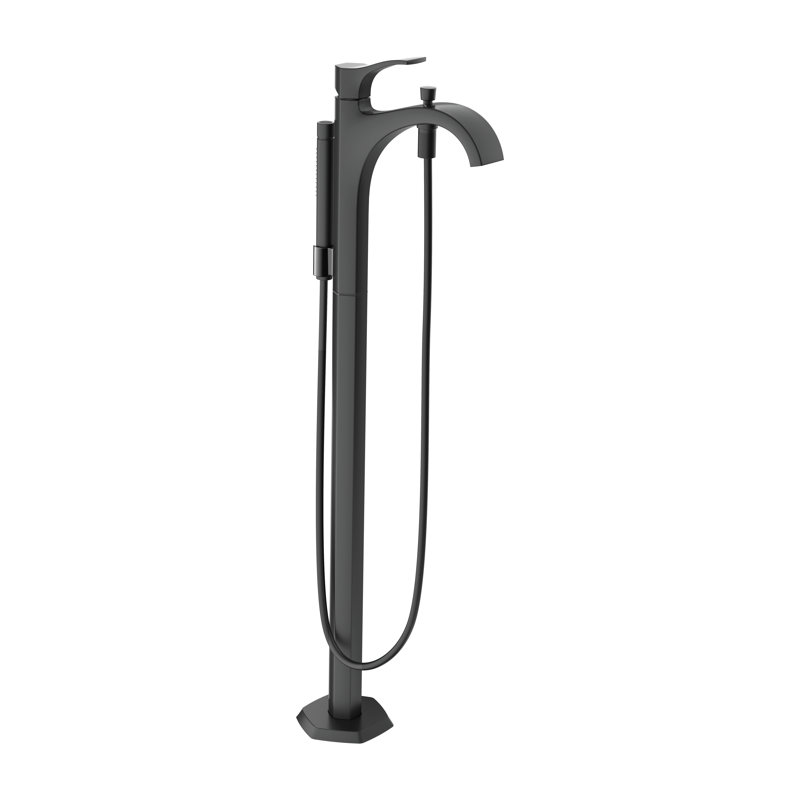Locarno Single Handle Floor Mounted Freestanding Tub Filler Trim, Matte Black