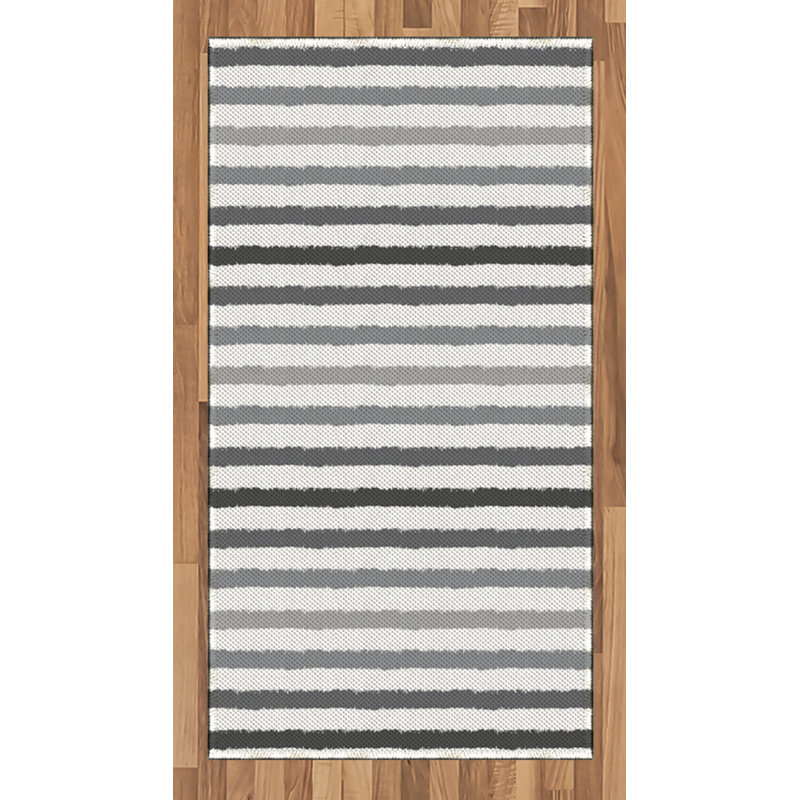 Striped High Density Long Fiber Poly Threads Decorative Area Rug Carpet, Rectangle 2'7" x 5'