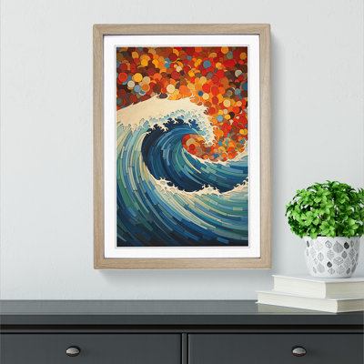 XYZ-FRM-V1223-6458 Wave Japanese Cubism - Single Picture Frame Print on Wood