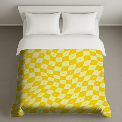Housses de couette jaune à damier ondulé