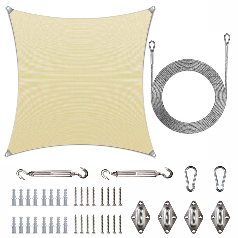 Voile d'ombrage carré renforcé, Beige, 18 pi x 18 pi