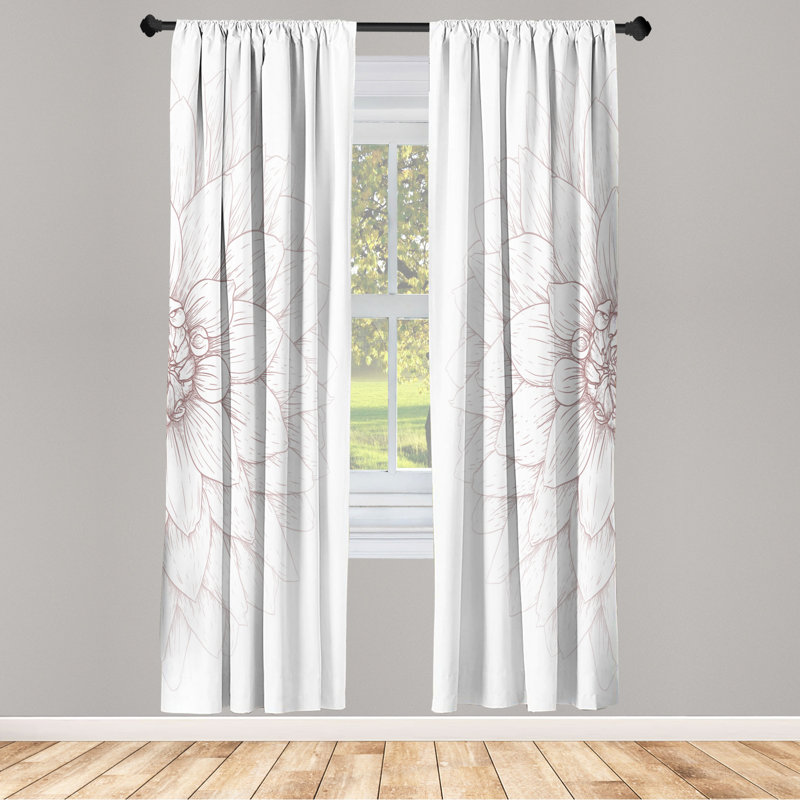 Microfiber Floral Semi-Sheer Rod Pocket Curtain Panels, 28" W x 63" L, Light Gray