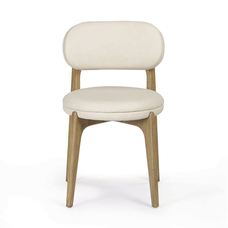 Chaise en cuir végétalien performance performance crème Lucas