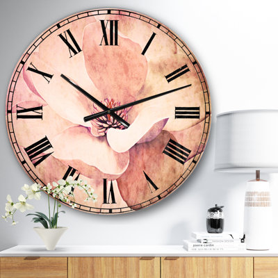 Cute Light Pink Magnolia Flower - Traditional wall clock