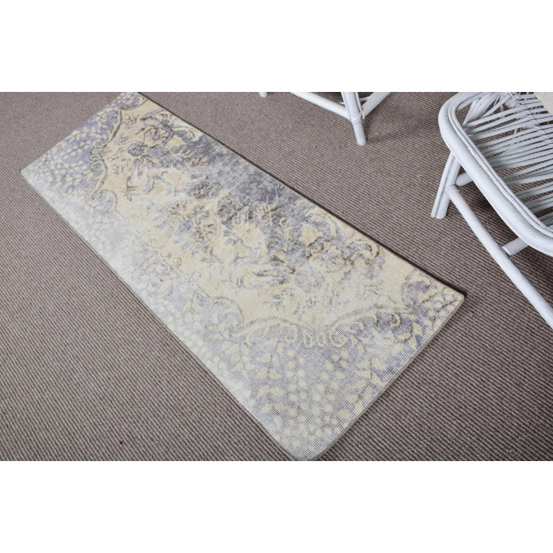 Tapis de couloir vintage en laine Anatolian Oushak mauve délavé pour la cuisine ou le couloir