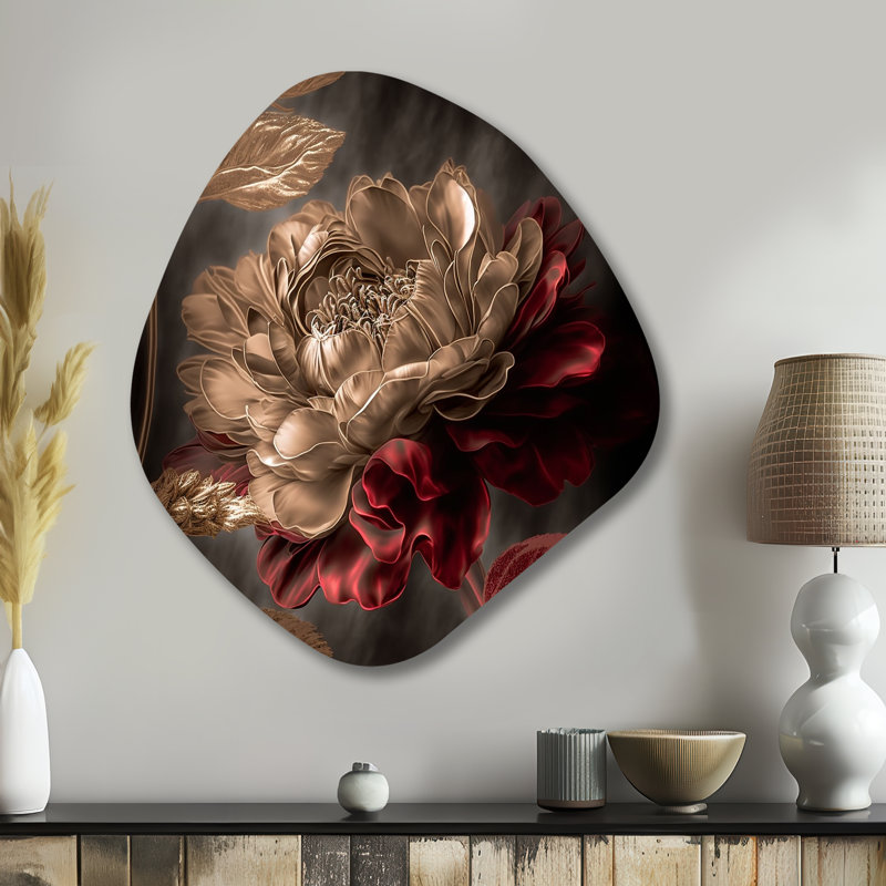 Bette - art mural asymétrique en métal à forme de nébuleuse florale, H 35 po x l 31 po