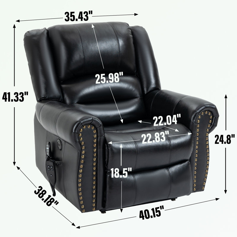 Fauteuil inclinable électrique Eysan, Cuir noir