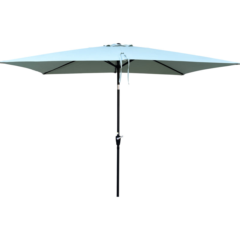 Parasol d'extérieur rectangulaire 6 x 9 pi, auvent avec manivelle et inclinaison pour la détente bloquant la piscine