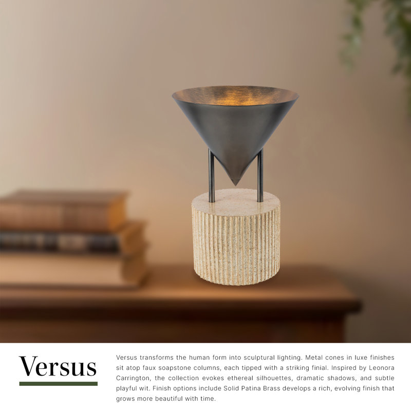 Versus 15-in Brass Table Lamp, Aged Steel