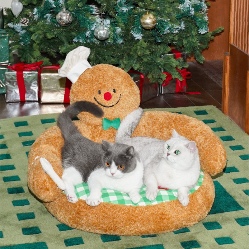 Gingerbread Man Hug Pet Sofa Bed-Multicolored